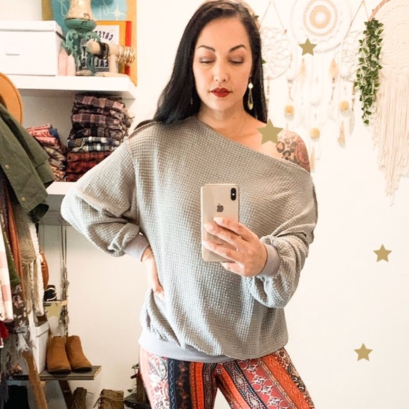 The House Of Gentry Tops - Taupe Off The Shoulder Top